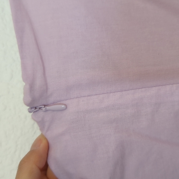 H&M Eyelet Puff Sleeve Dress Purple Sz XXL Square Neck Shift Silhouette Zip - Picture 7 of 9